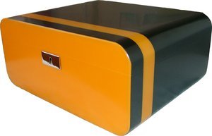 Zigarrenzubehör Humidor  Guy Janot schwarz/gelb Lack für 50 Zigarren (623)