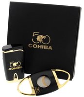 Zigarrenzubehör Geschenkideen  Habanos Cohiba 50th Anniversary 4er Jet Flame Lighter und Cigar Cutter (6396360)