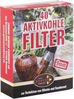 Ermuri Pfeifenfilter 9 mm Aktivkohle Filter 40er Schachtel (704)