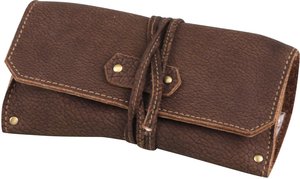 Pfeifenzubehör Pfeifentaschen  Classic Rollbeutel Einsteigerset gebogen Leder washout (409502)