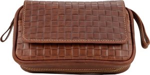 Pfeifenzubehör Pfeifentaschen  Classic 2er Leder braun antik Flechtdesign (632566)
