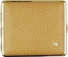 Zigarrenzubehör Etui  Classic 18er Soft Leder hellbraun genarbt Rahmen vergoldet (605621)
