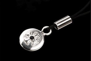Zigarrenzubehör Merchandise  Sillems Handycharms 925er (Anhänger) runde Platte mit Kreuz und Saphir  (1466)