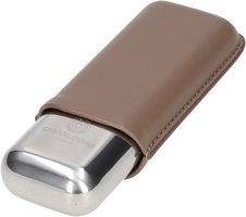 Zigarrenzubehör Etui  Cigarloong 2er Edelstahl/Leder taupe (9503)
