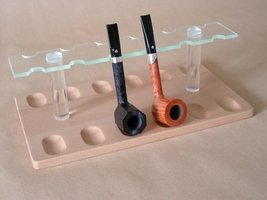 Pfeifenzubehör Pfeifenständer  Guy Janot 12er Buche hell Plexiglas grün (7026)