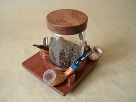 Pfeifenzubehör Pfeifenständer  Guy Janot 3er Bubinga Tabakensemble mit Topf (7237)