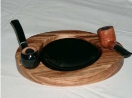 Pfeifenzubehör Aschenbecher  Guy Janot 2er Zebrano- schwarz-glänzend (7658)