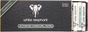 Pfeifenzubehör Pfeifenfilter  White Elephant 6mm AKTIVKOHLE-Filter  (45 Stück) (20104)