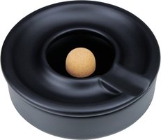 Pfeifenzubehör Aschenbecher  Guy Janot 1er Keramik Rund schwarz matt mit Ablage (11044)