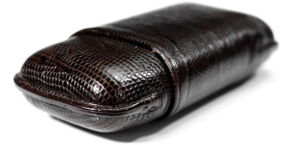 Martin Wess Short Robusto Lederetui Kollektion 2er Eidechse braun (lizard) (588) (10309)