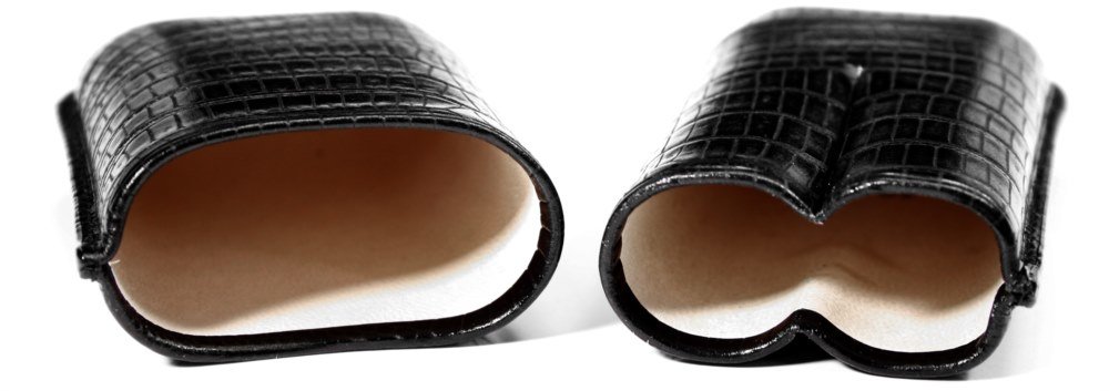 Martin Wess Short Robusto Lederetui Kollektion 2er Eidechse schwarz (lizard) (588) (10310)