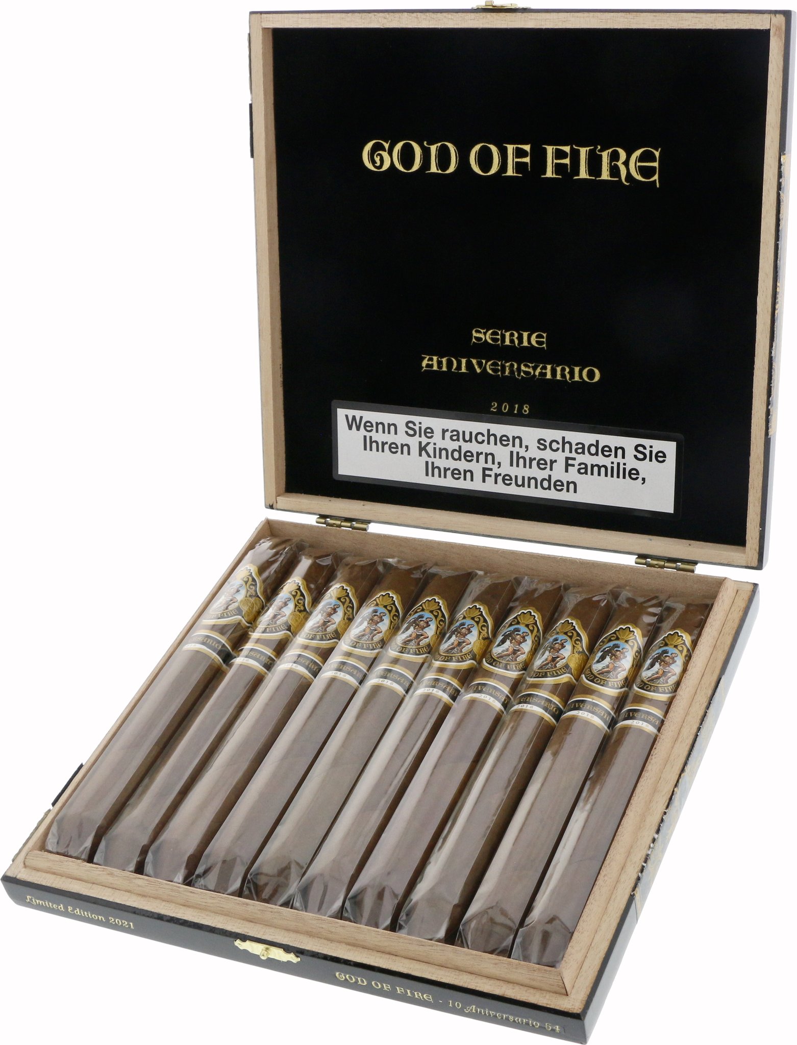 God of Fire by Arturo Fuente Serie Aniversario 54 Figurado 2018 (Limited Edition 2021) Kiste offen