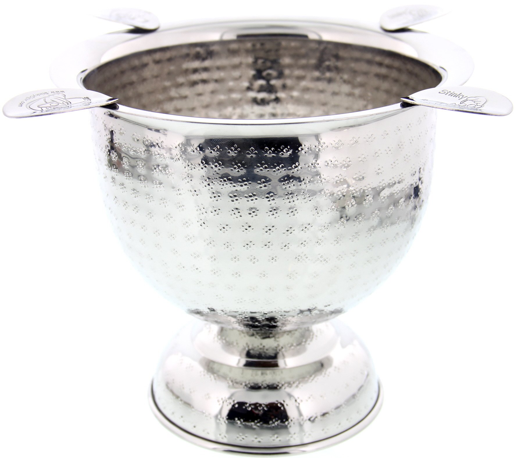 Stinky Ashtray Color Polished Stainless Steel Hammered - mit 4 Ablagen (CA-ST-4HSS)