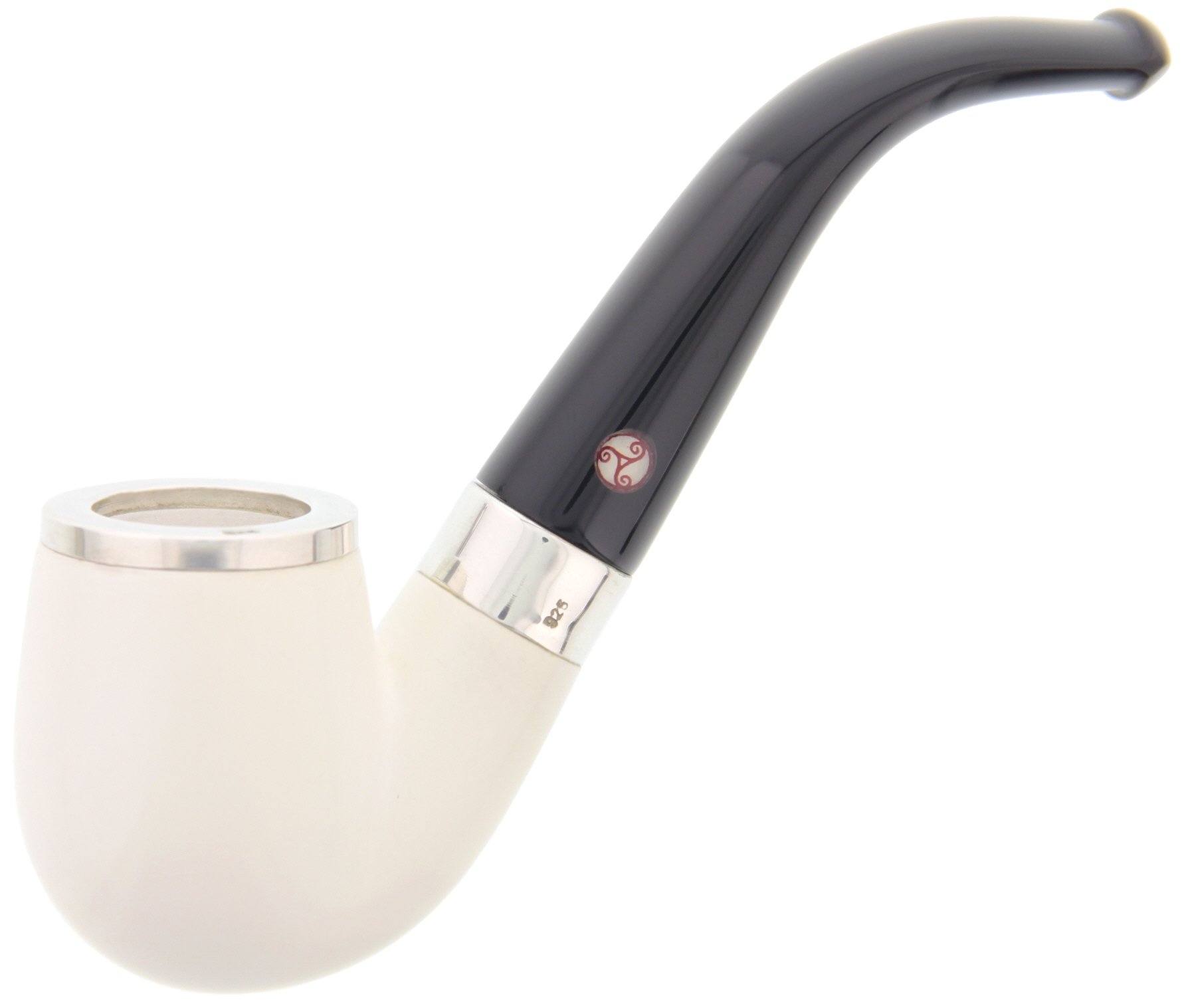 Rattray's White Goddess (Meerschaum) Bent Smooth Silver Silvertop
