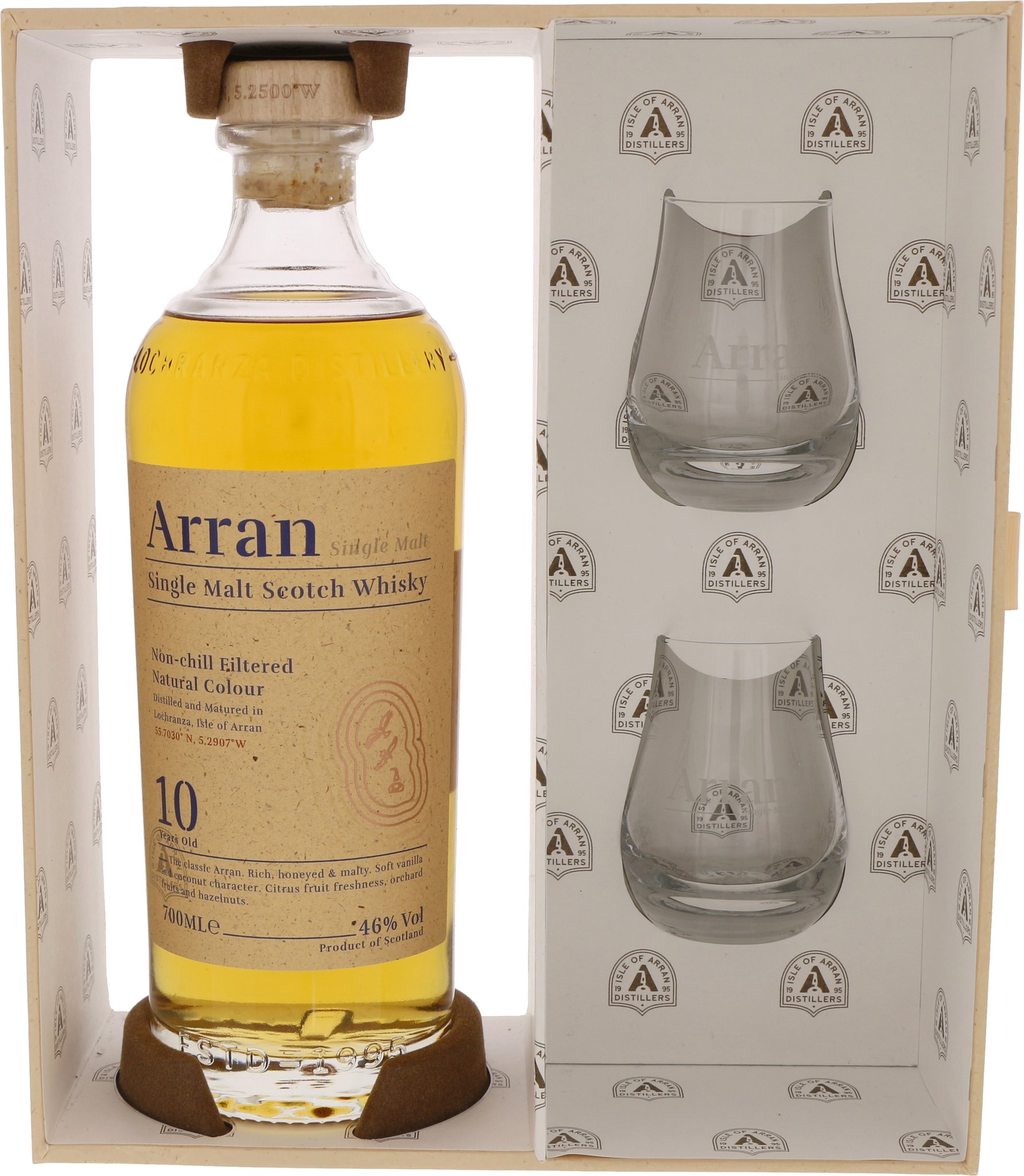 The Arran Malt Whisky 10 Years Aged (0,7 l / 46 % Vol.) mit 2 Gläsern Detailbild