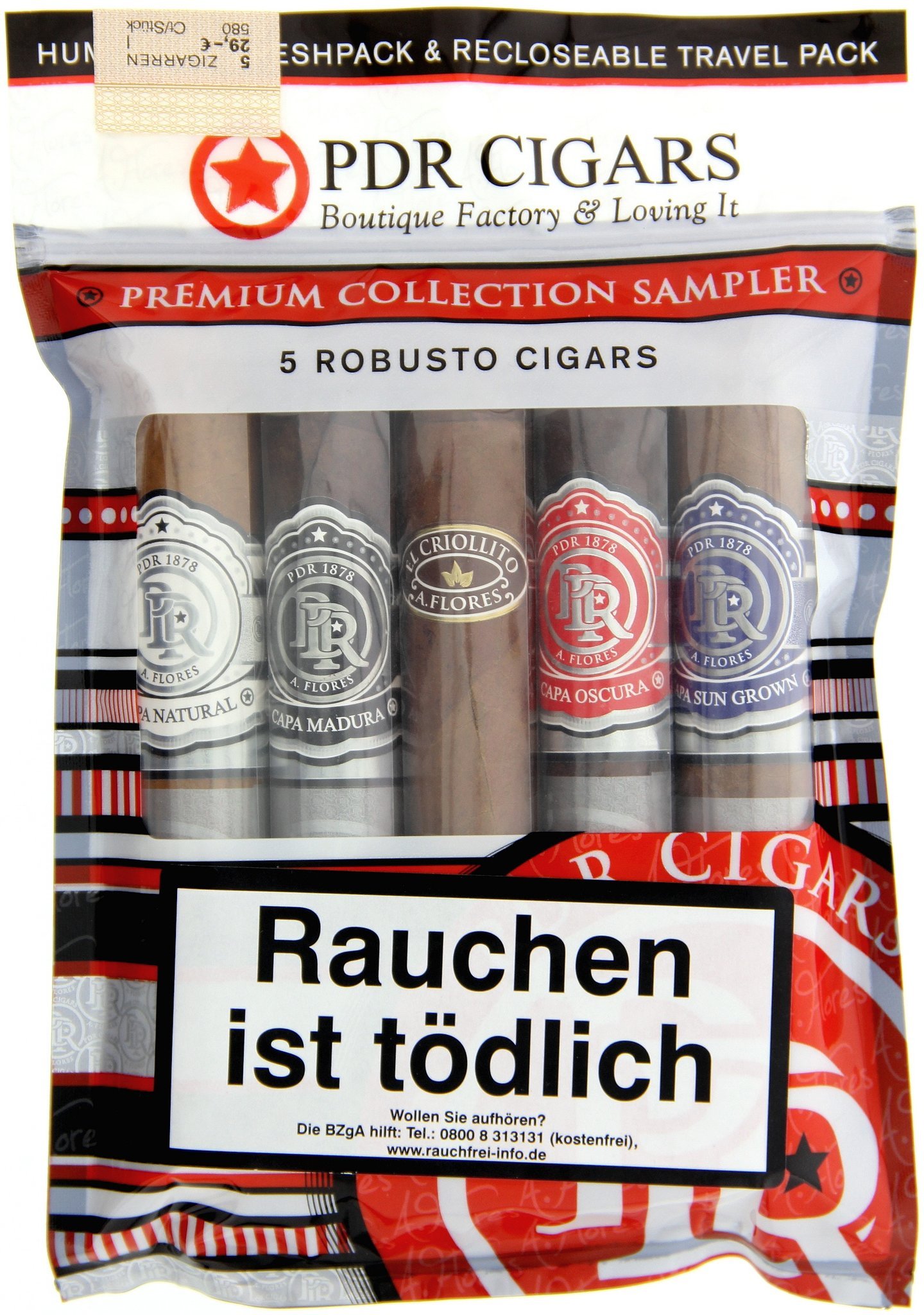 PDR Sampler Robusto Travel Pack (5 Zigarren)