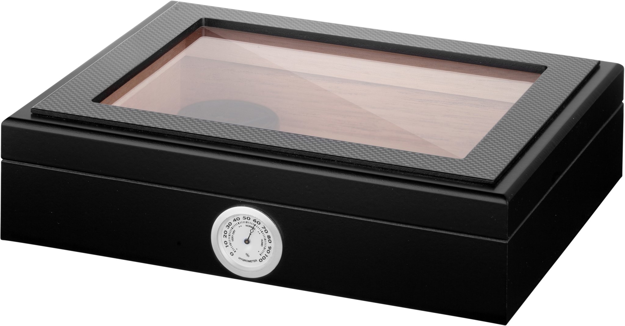 Angelo Humidor mit Sichtfenster schwarz/matt carbon dekor (920032)