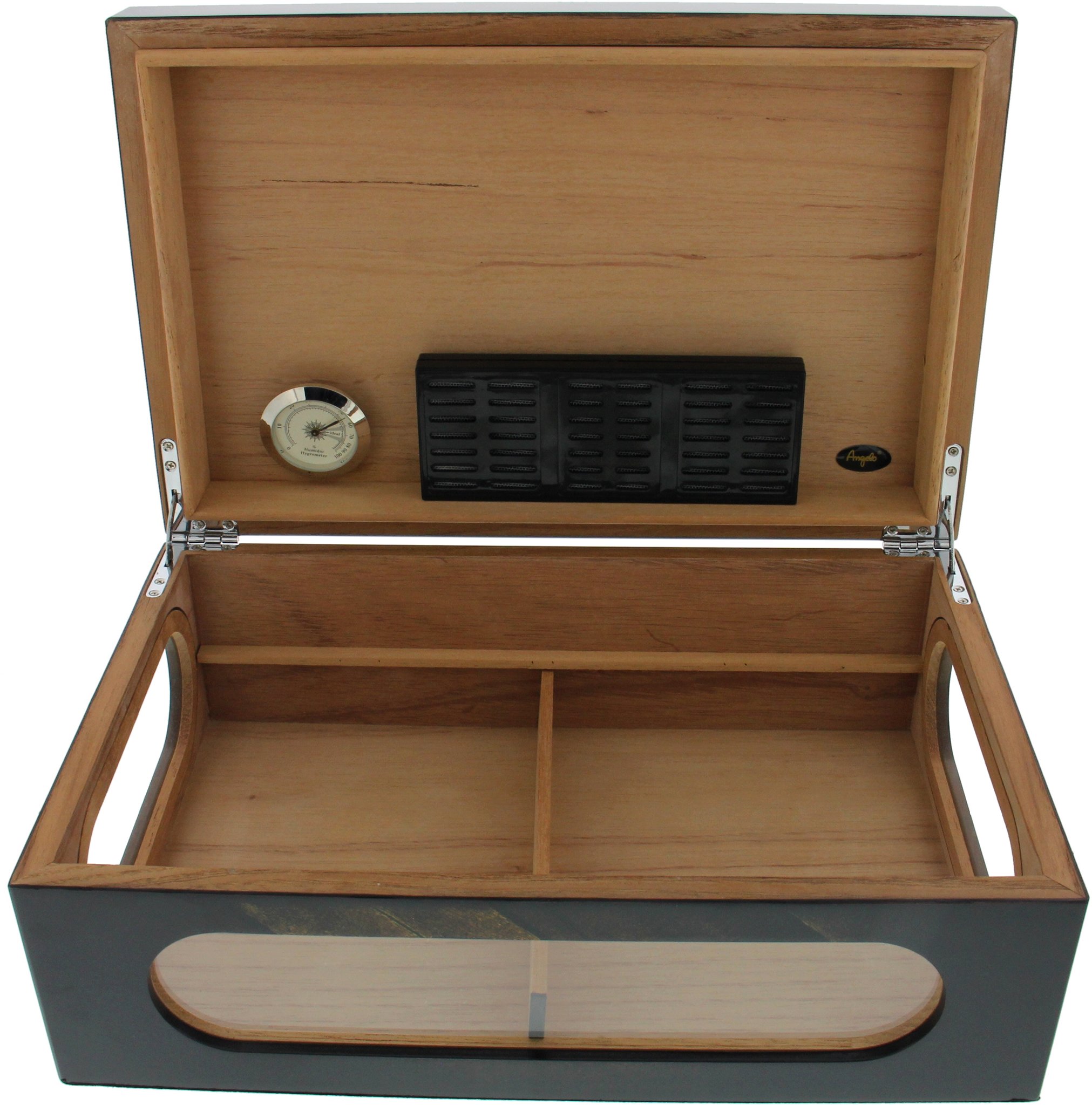 Angelo Zigarrenhumidor braun matt inkl. Acrylpolymer-Befeuchter (920026) Front