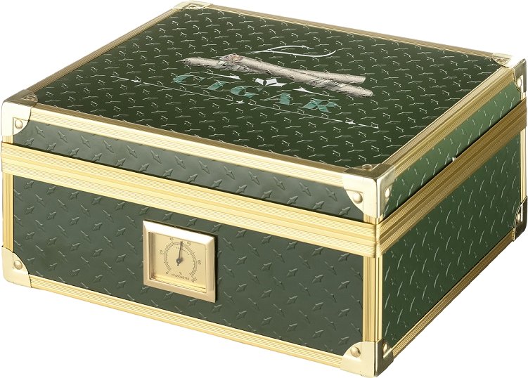 Angelo Zigarrenhumidor grün mit goldfarbenen Metallrahmen (920051)