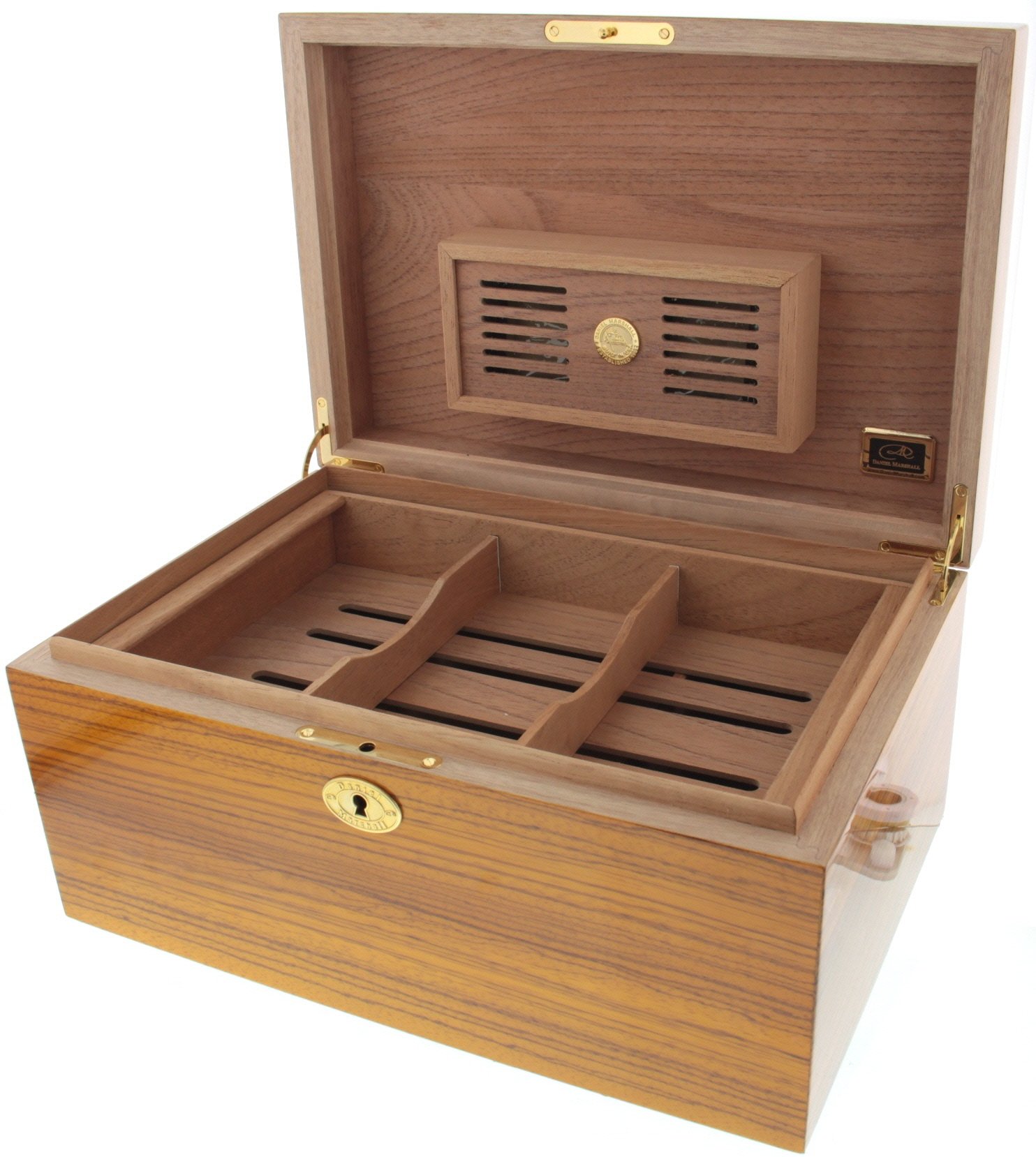 Daniel Marshall Humidor zebrawood bis 150 Zigarren offen