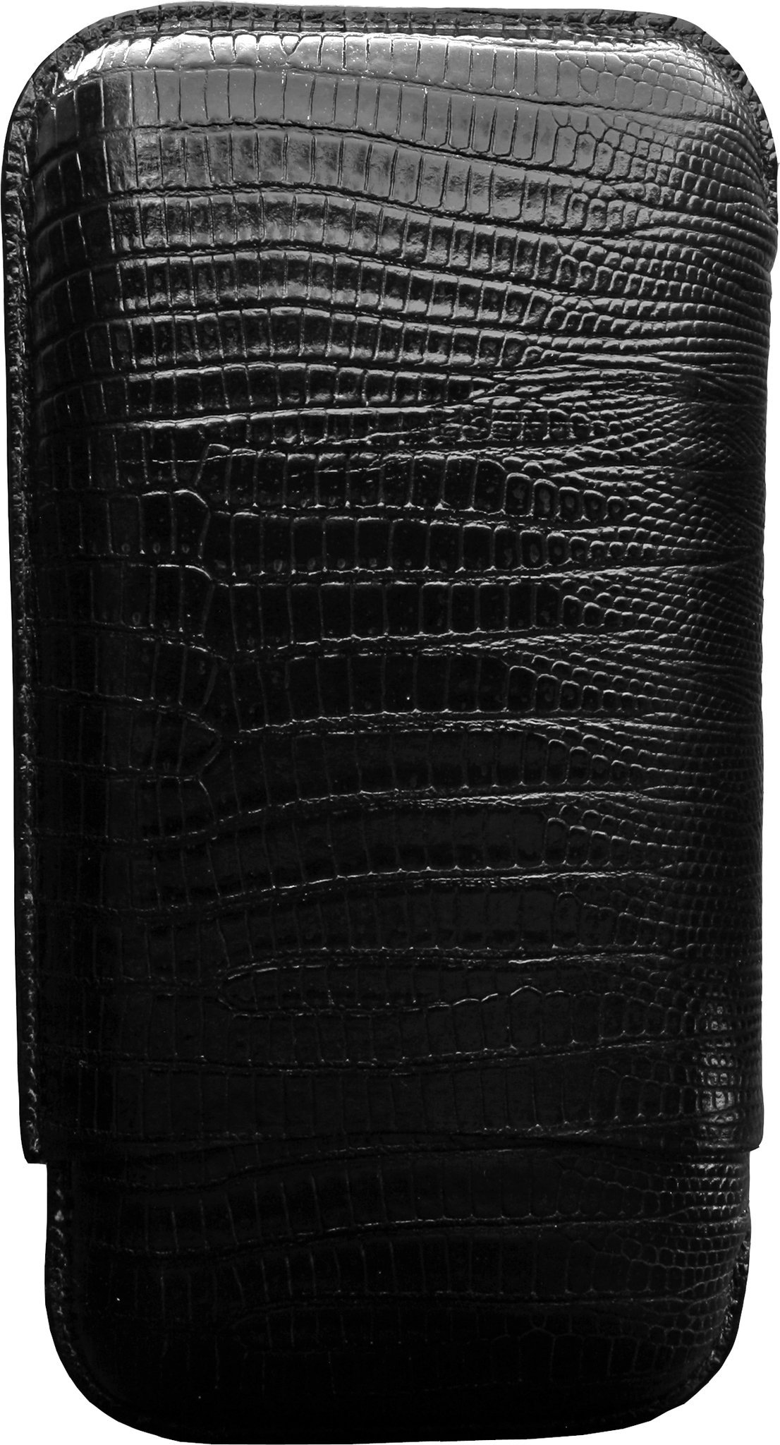 Martin Wess Premium Lederetui - Eidechse (Lizard) Black 3er Gigante (570)