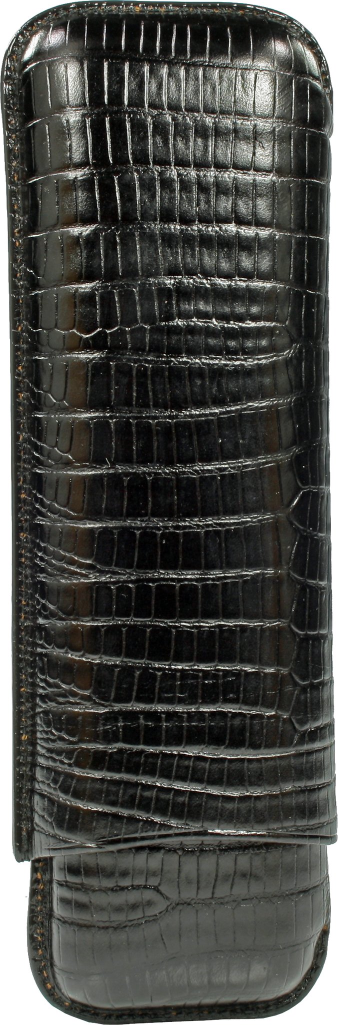 Martin Wess Premium Lederetui - Eidechse (Lizard) Black 2er Corona (592)