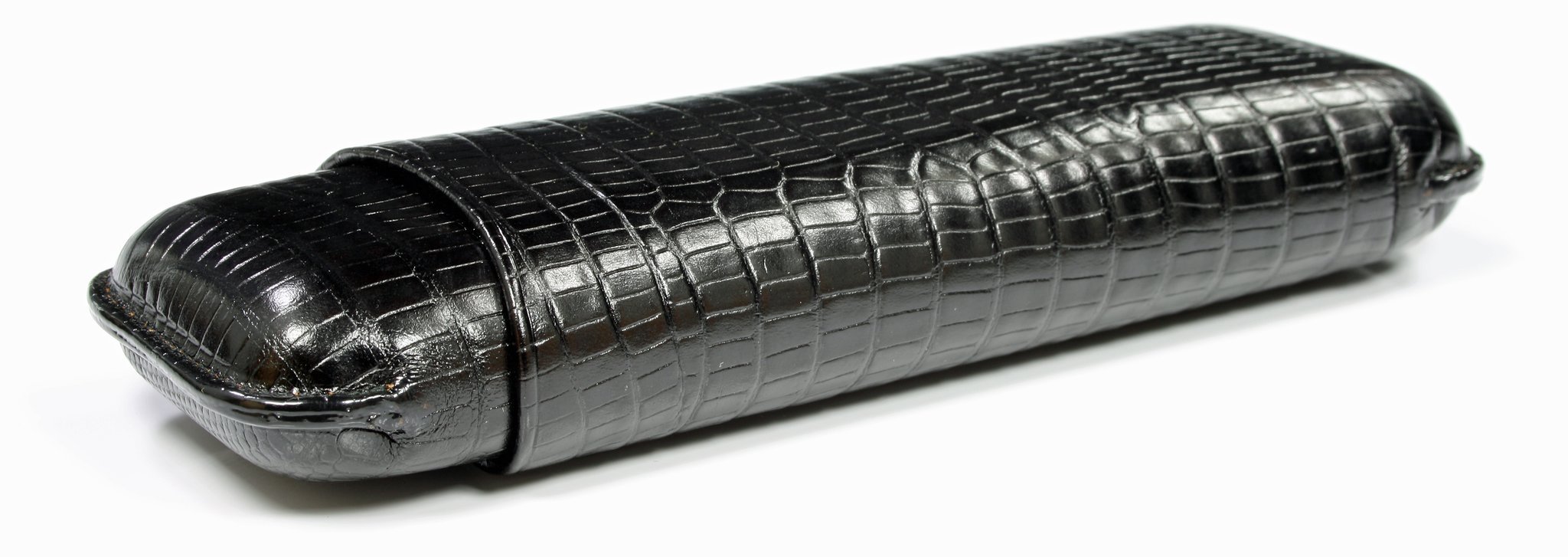 Martin Wess Premium Lederetui - Eidechse (Lizard) Black 2er Corona (592) Detailbild