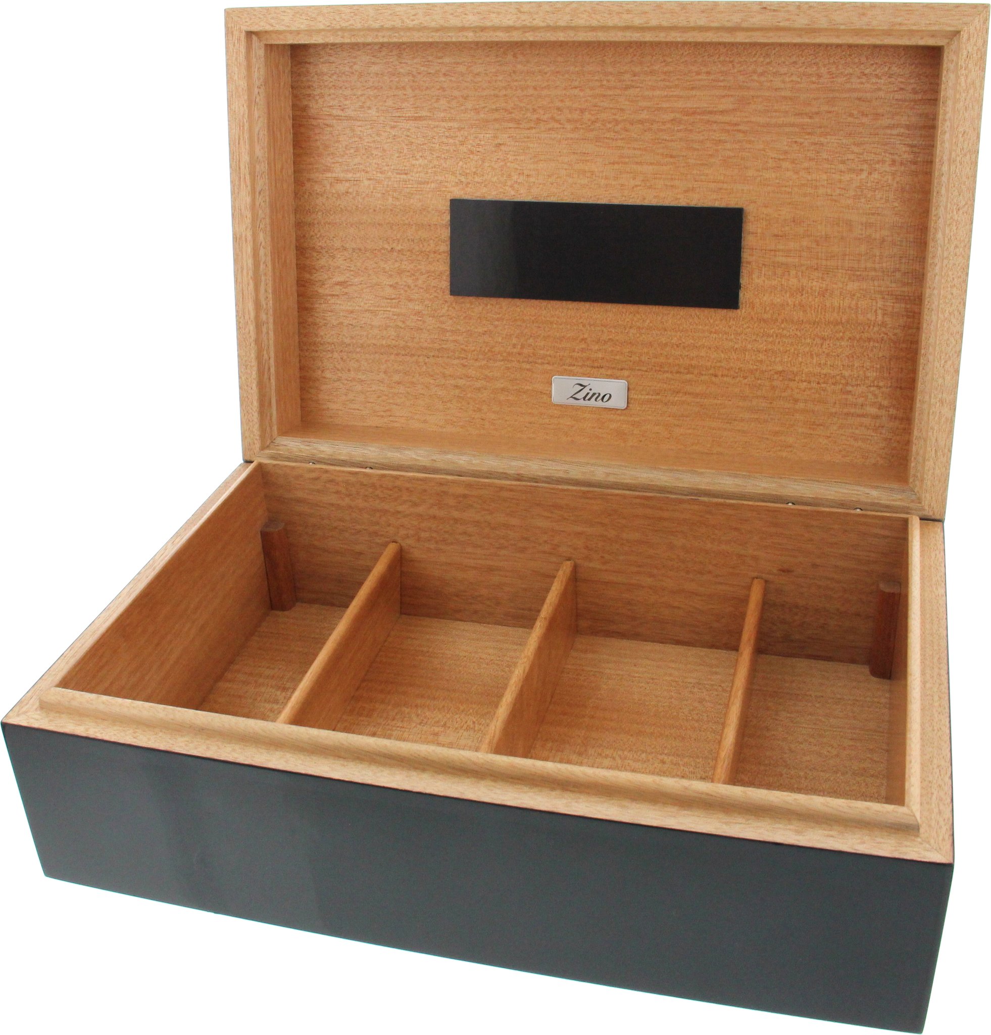 Zino Humidor LM Ayous grau-grün Lack schwarz (51000520) offen
