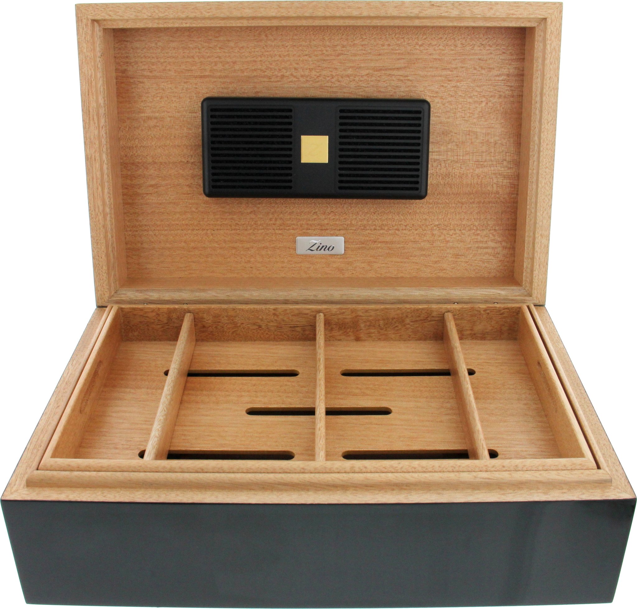 Zino Humidor LM Ayous grau-grün Lack schwarz (51000520) offen 2