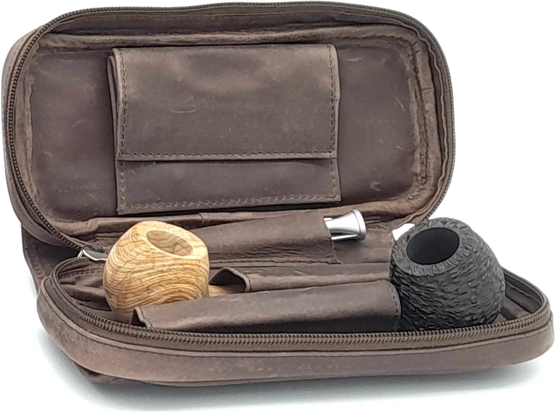 Guy Janot Pfeifentasche 2er Jägerleder (6644) offen