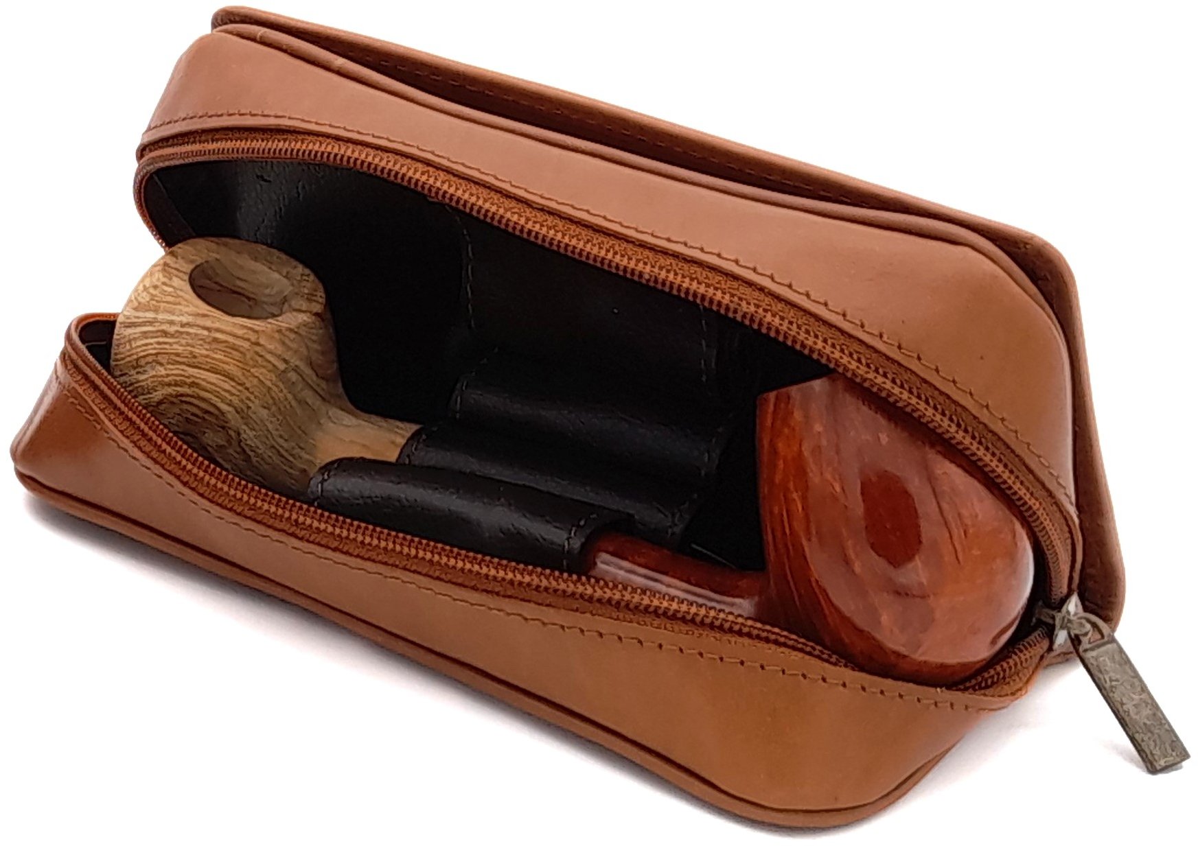 Guy Janot Pfeifentasche 2er cognac (6720) offen