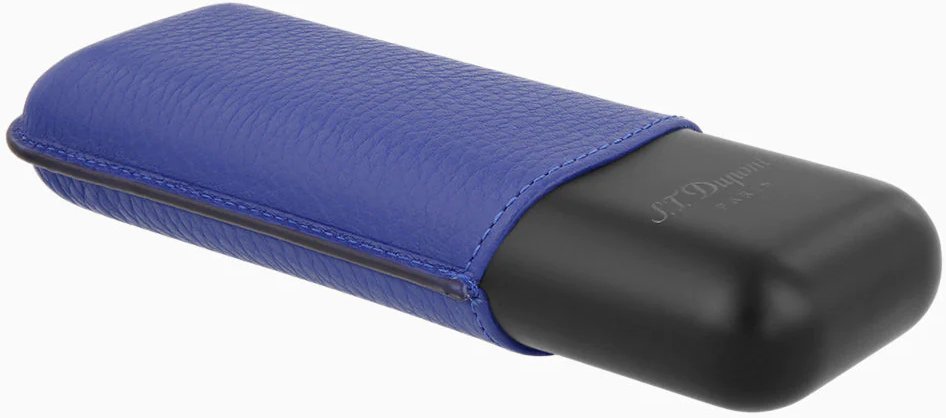 S.T. Dupont Zigarrenetui Metall 2er ocean blau/schwarz matt (183161) liegend