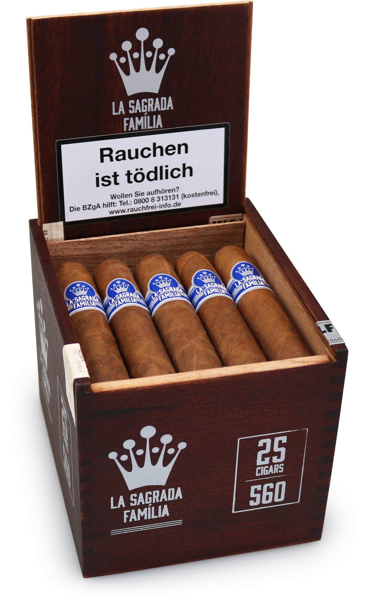 La Sagrada Familia Natural 560 Double Robusto Kiste offen