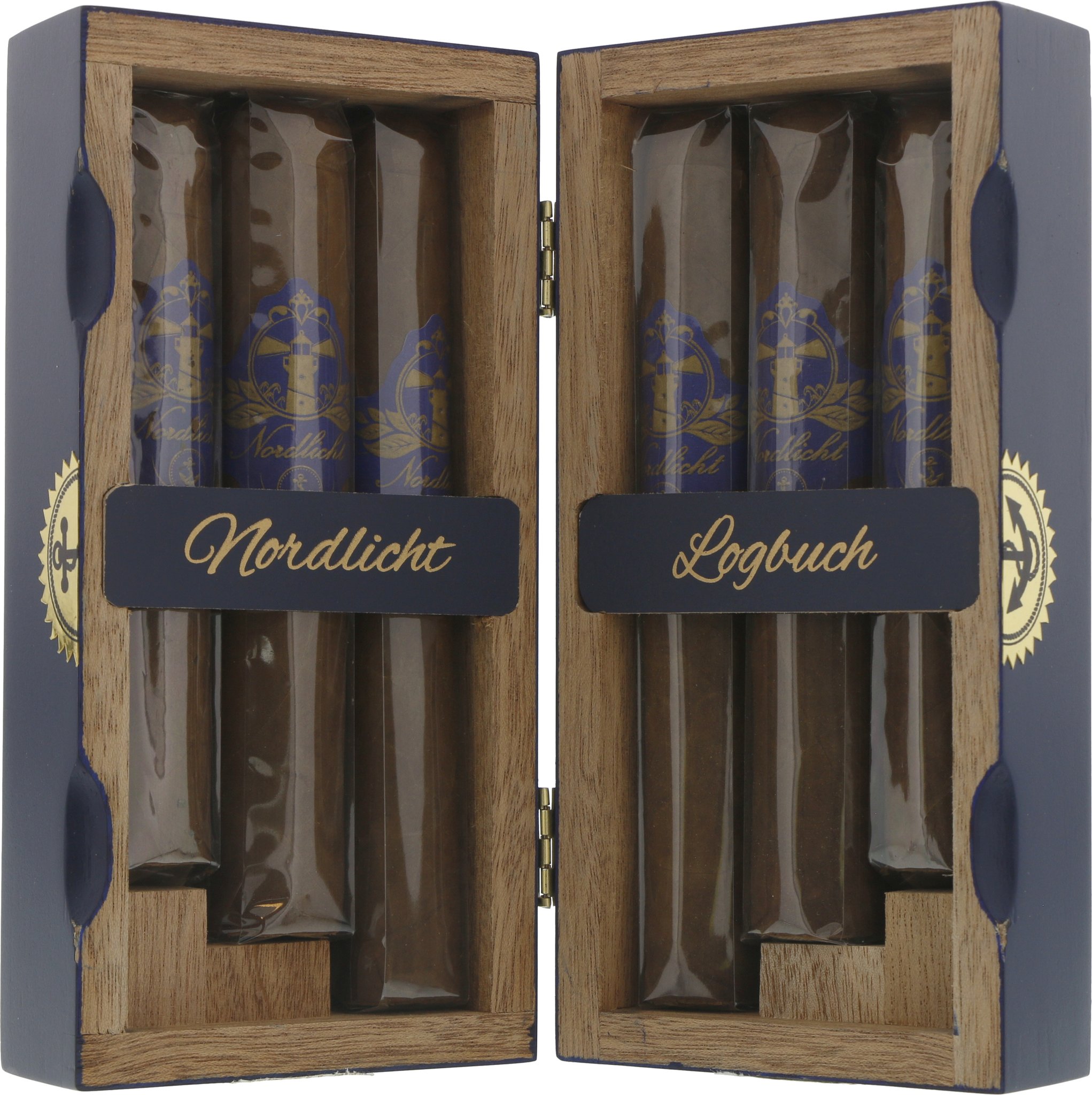 Nordlicht Logbuch (6er Sampler: Robusto, Magnum, Gordo) Kiste offen