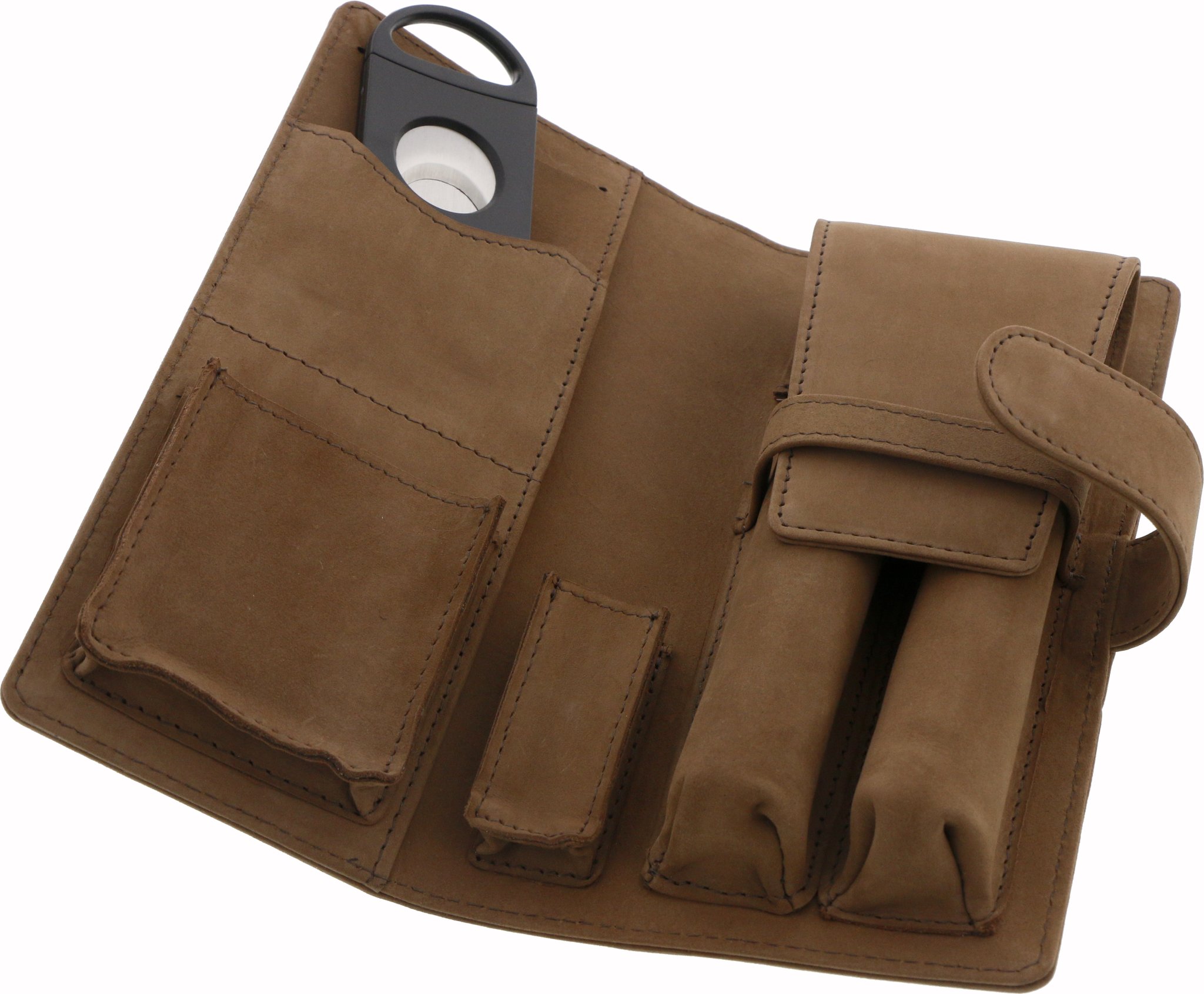 Guy Janot Zigarrentasche dark brown Jägerleder (8621) offen