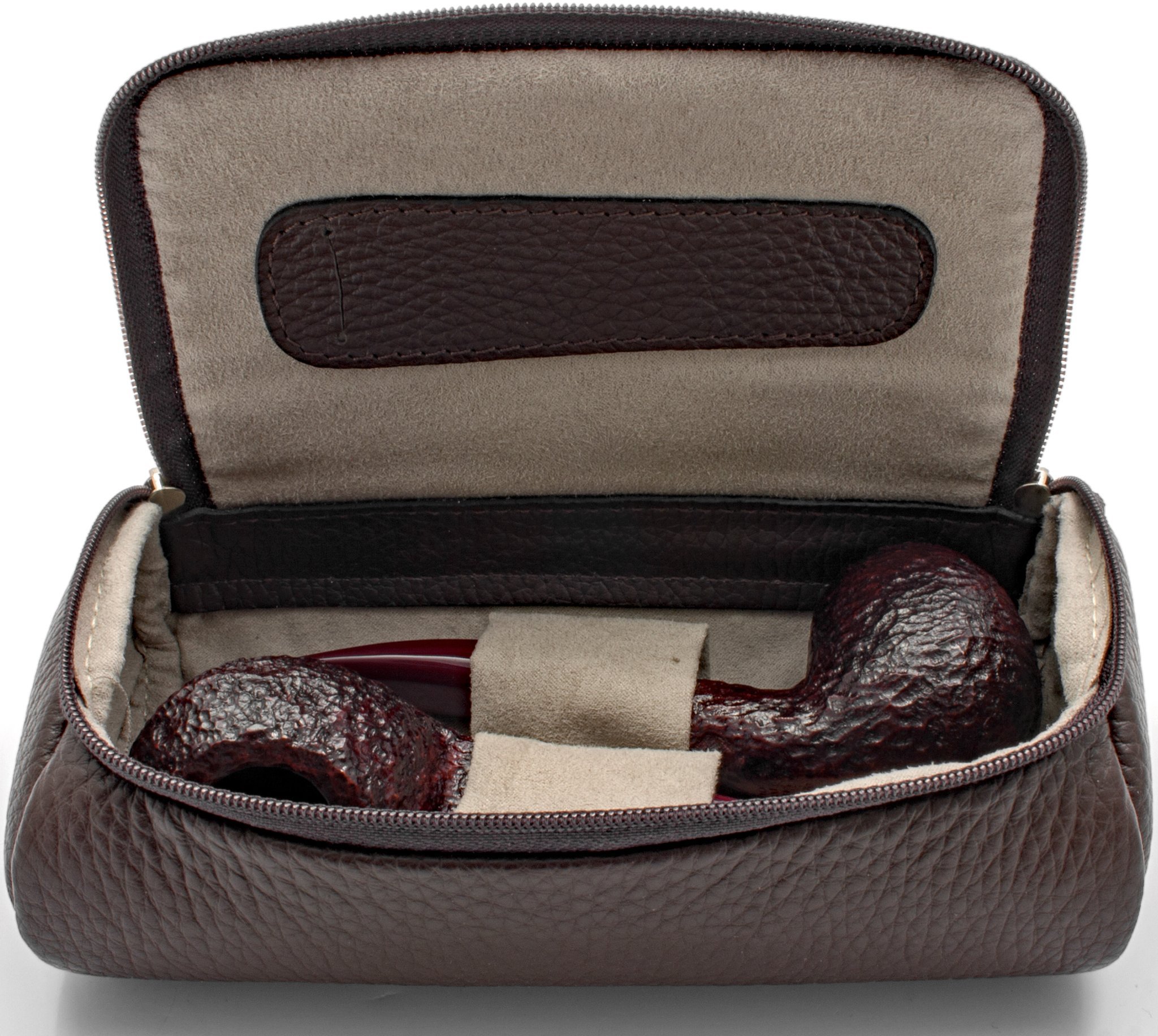 Savinelli Pfeifentasche 2er Pfeifentasche Rindleder braun Detailansicht