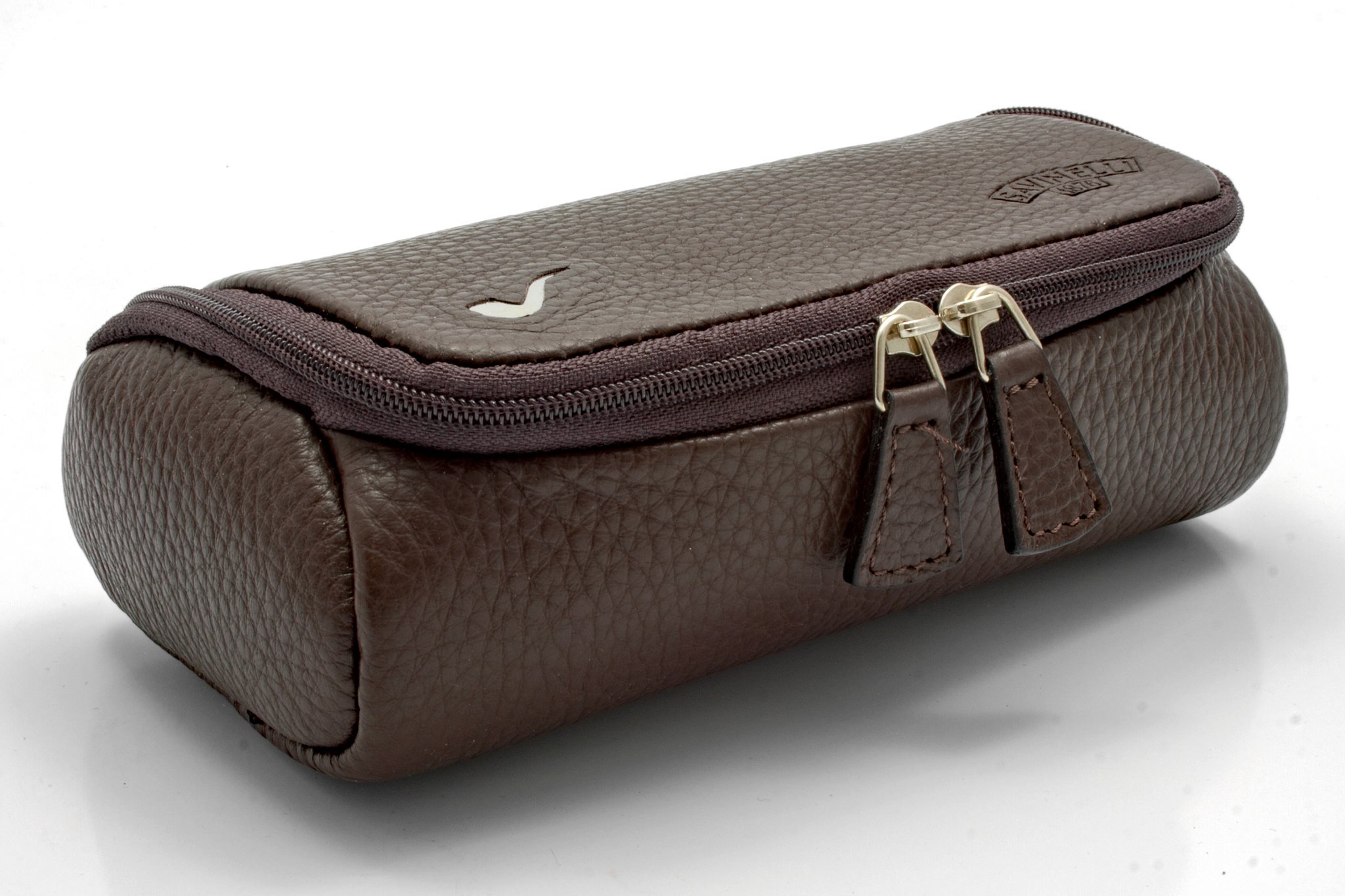 Savinelli Pfeifentasche 2er Pfeifentasche Rindleder braun Seitenansicht