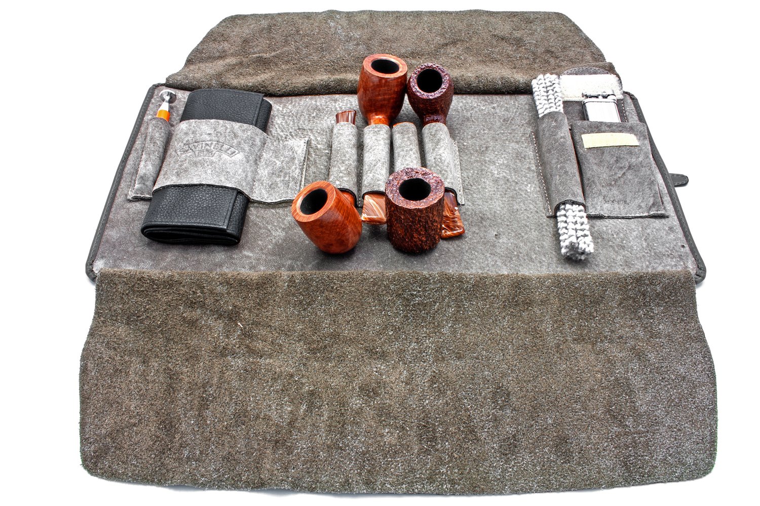 Savinelli Pfeifentasche 4er Rindleder grün braun T660 (14960) innen