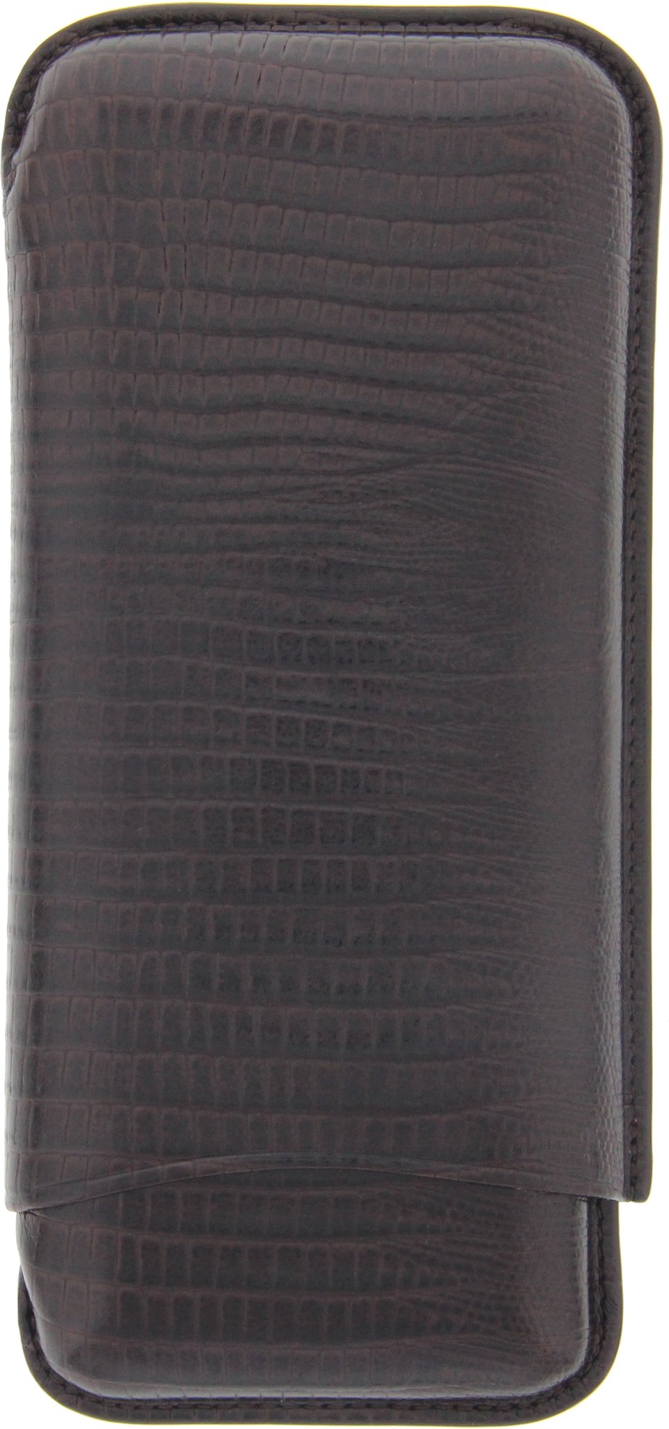 Martin Wess Premium Lederetui - Eidechse (Lizard) Brown 3er Corona (593)