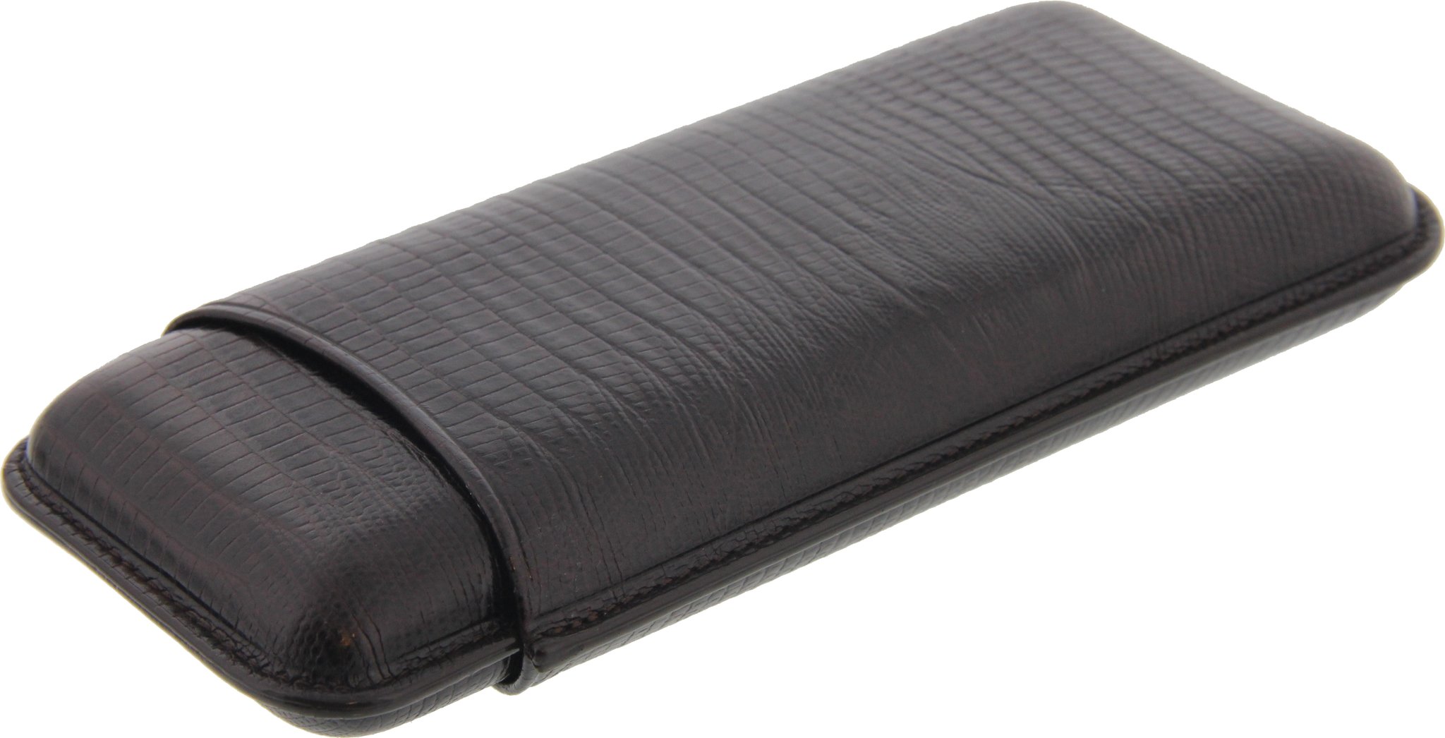 Martin Wess Premium Lederetui - Eidechse (Lizard) Brown 3er Corona (593) liegend