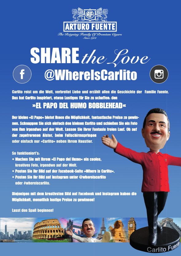 Arturo Fuente Merchandise Carlito El Papo del Humo Gewinnspiel