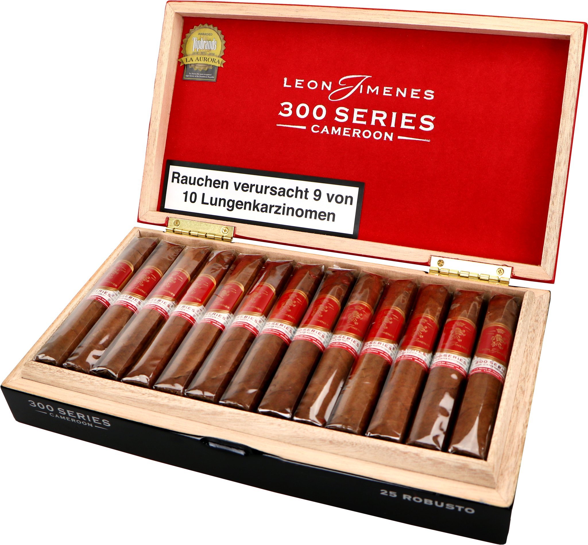 Leon Jimenes Series 300 Cameroon Robusto Kiste offen
