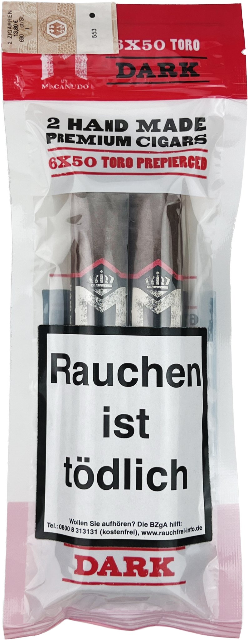 Macanudo M Dark Toro Vorgebohrt (2er Freshpack)