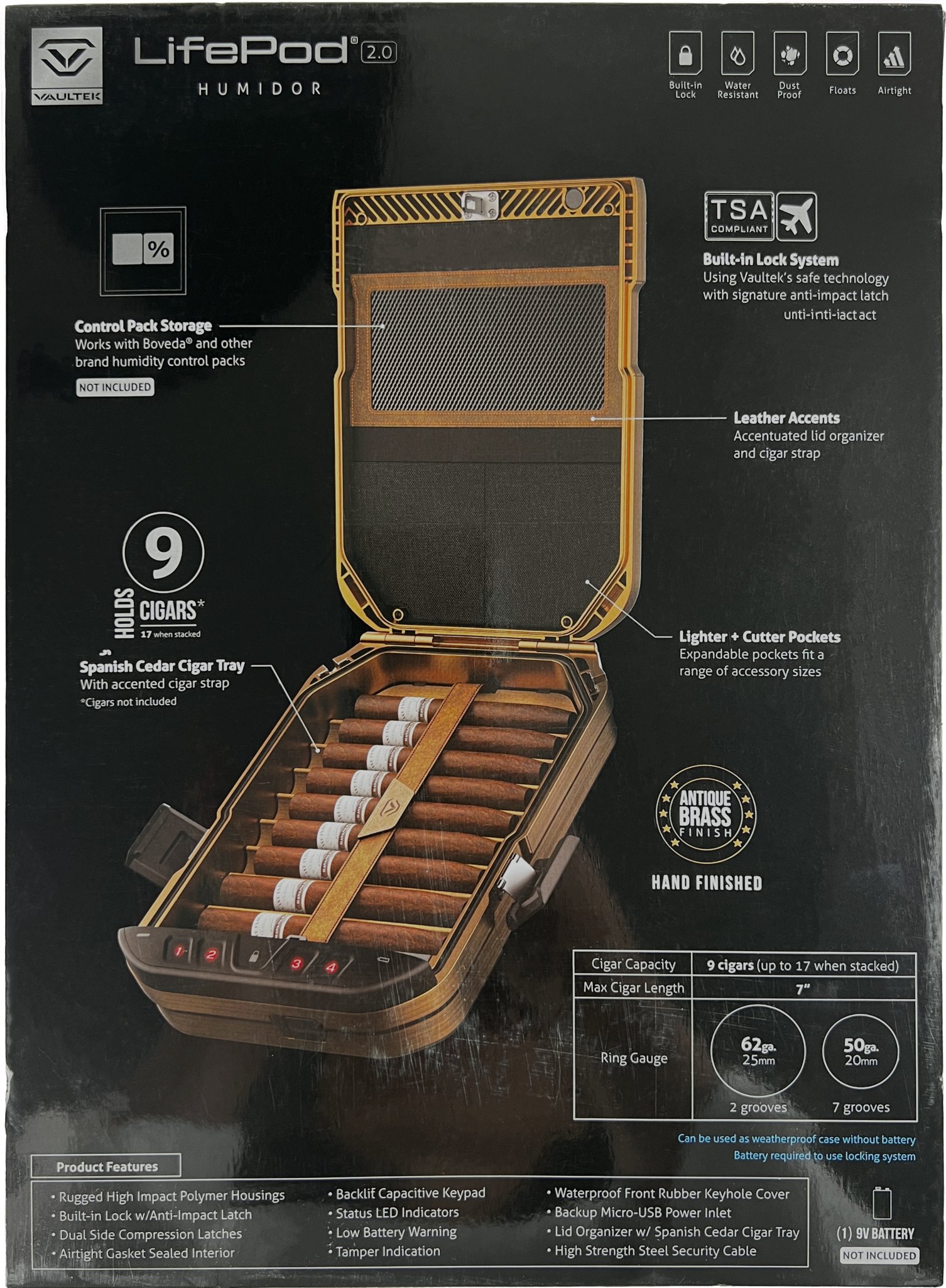 Vaultek Humidor Lifepod Reisehumidor 2.0 (LH20-AB) bronze Detailbild 4