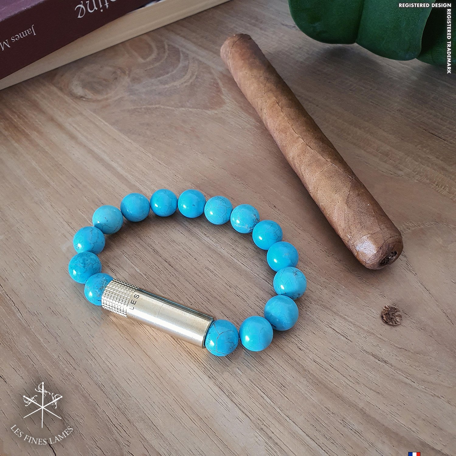 Les Fines Lames Bracelets Solo Brass Turquoise M Detailbild