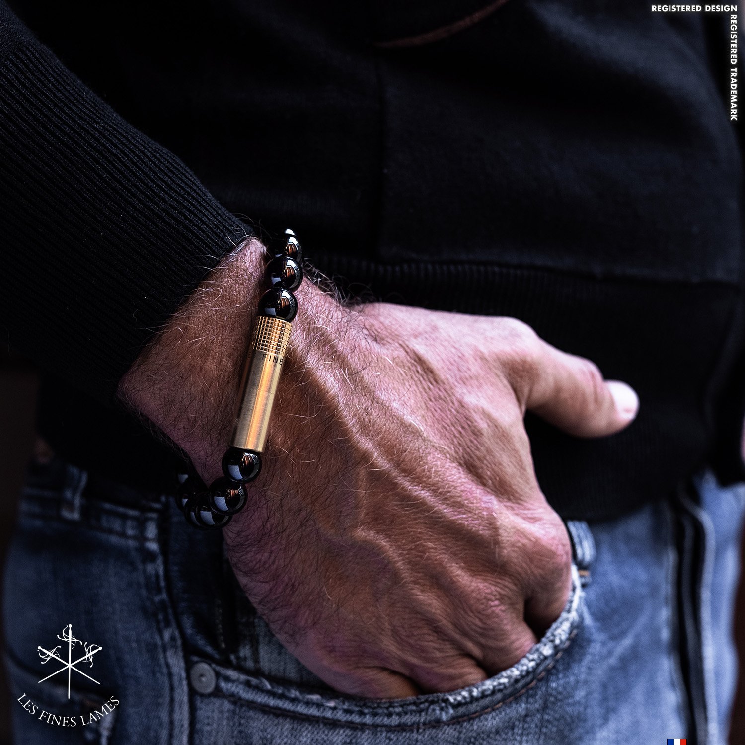 Les Fines Lames Bracelets Solo Brass Onyx M Detailbild 3