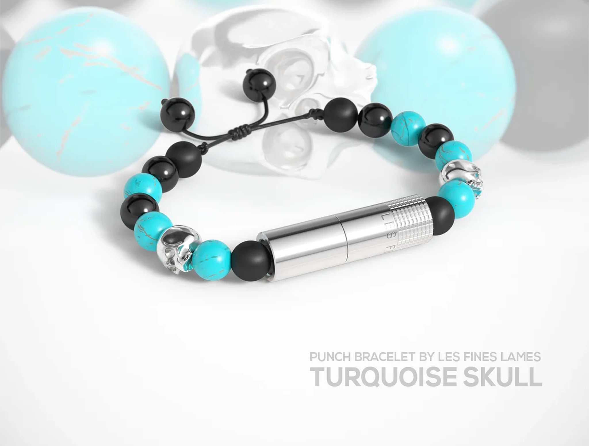 Les Fines Lames Punch Bracelets Turquoise Skull_02