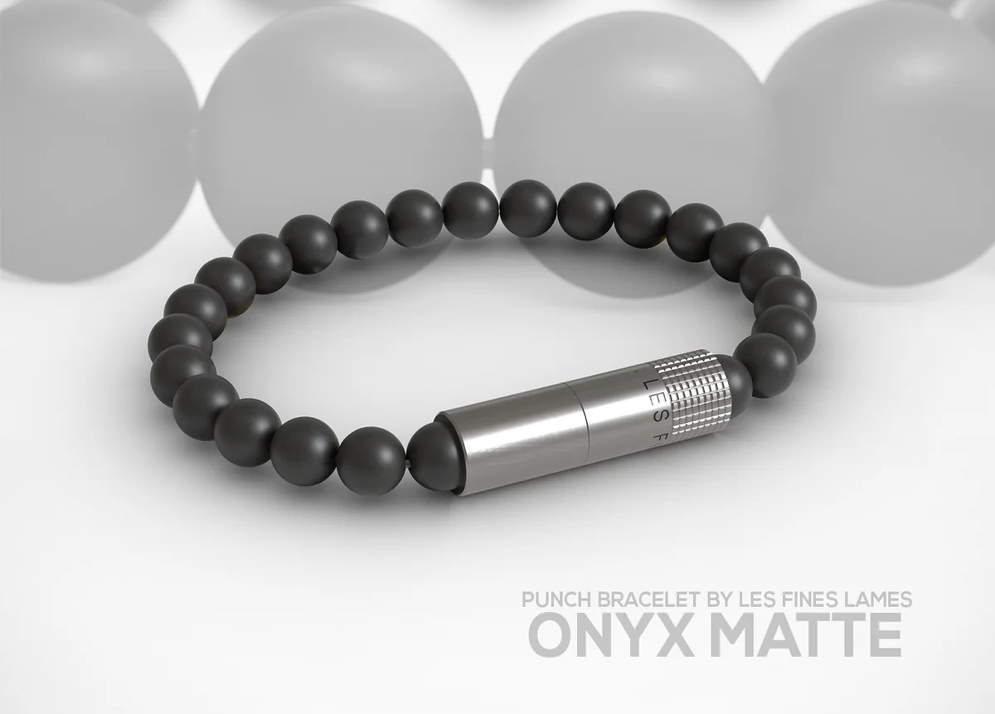 Les Fines Lames Punch Bracelets Onyx Matt - Elastic_02