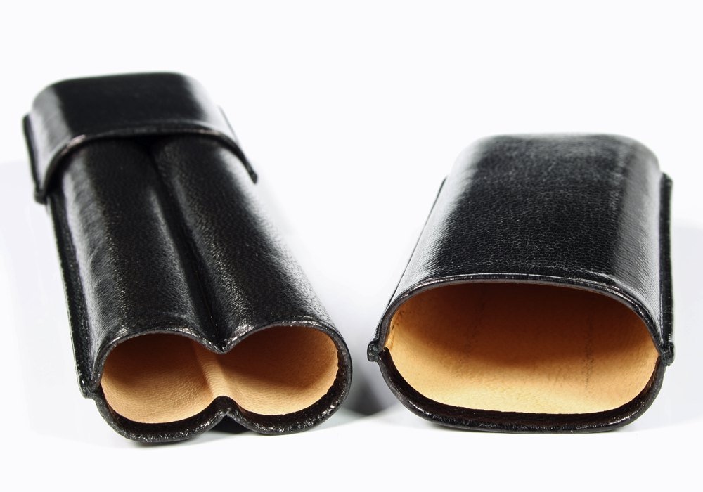 Martin Wess Churchill Lederetui Kollektion 2er Ziege schwarz (591) (10554) offen