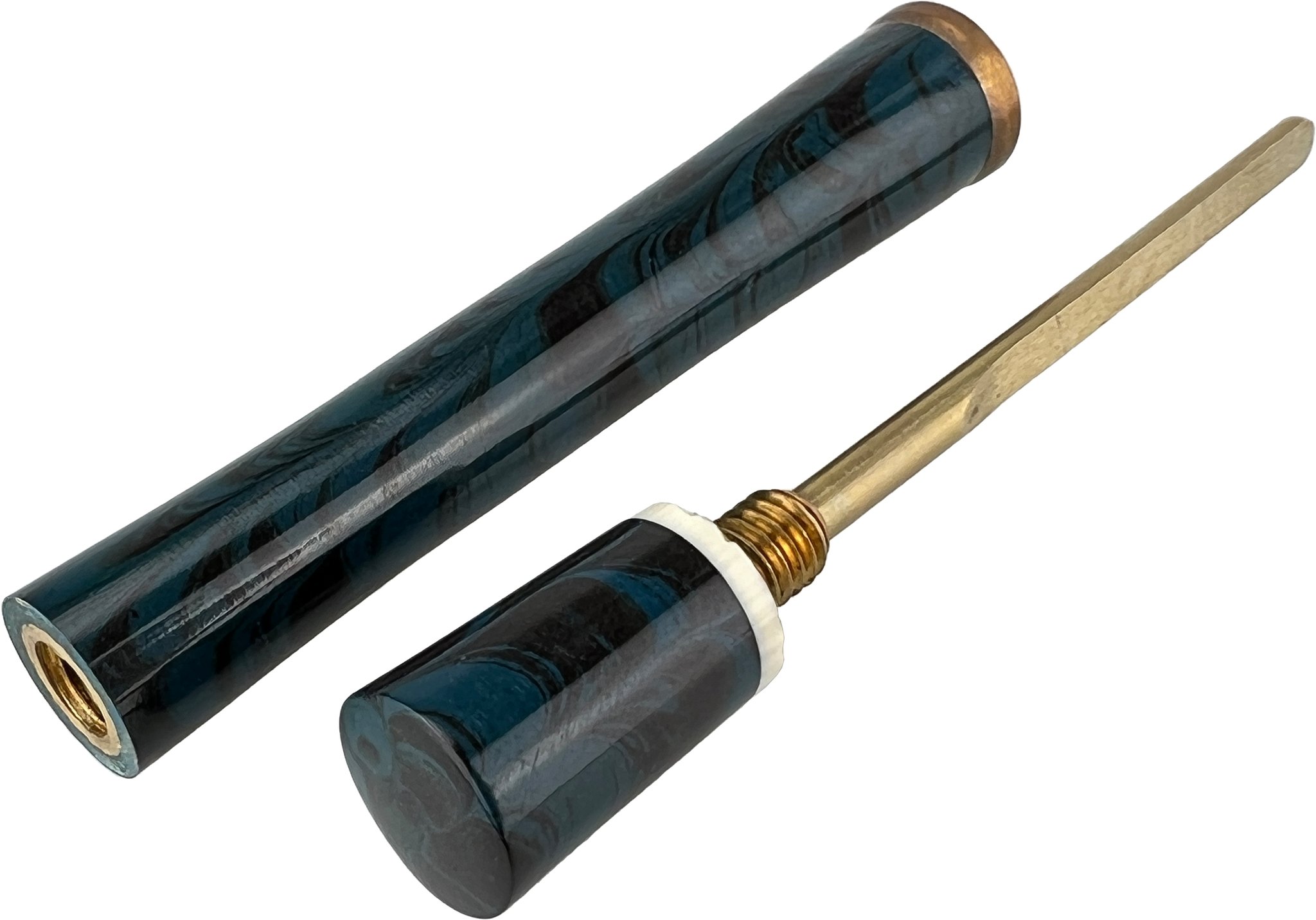 Bruno Nuttens Pfeifenstopfer blau-schwarz Modell 2 offen